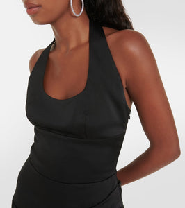 Rasario Draped halterneck satin maxi gown