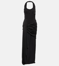 Rasario Draped halterneck satin maxi gown