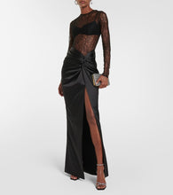 Rasario Draped lace and satin maxi dress