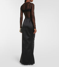 Rasario Draped lace and satin maxi dress