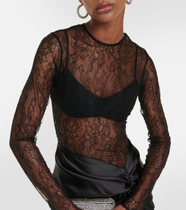 Rasario Draped lace and satin maxi dress