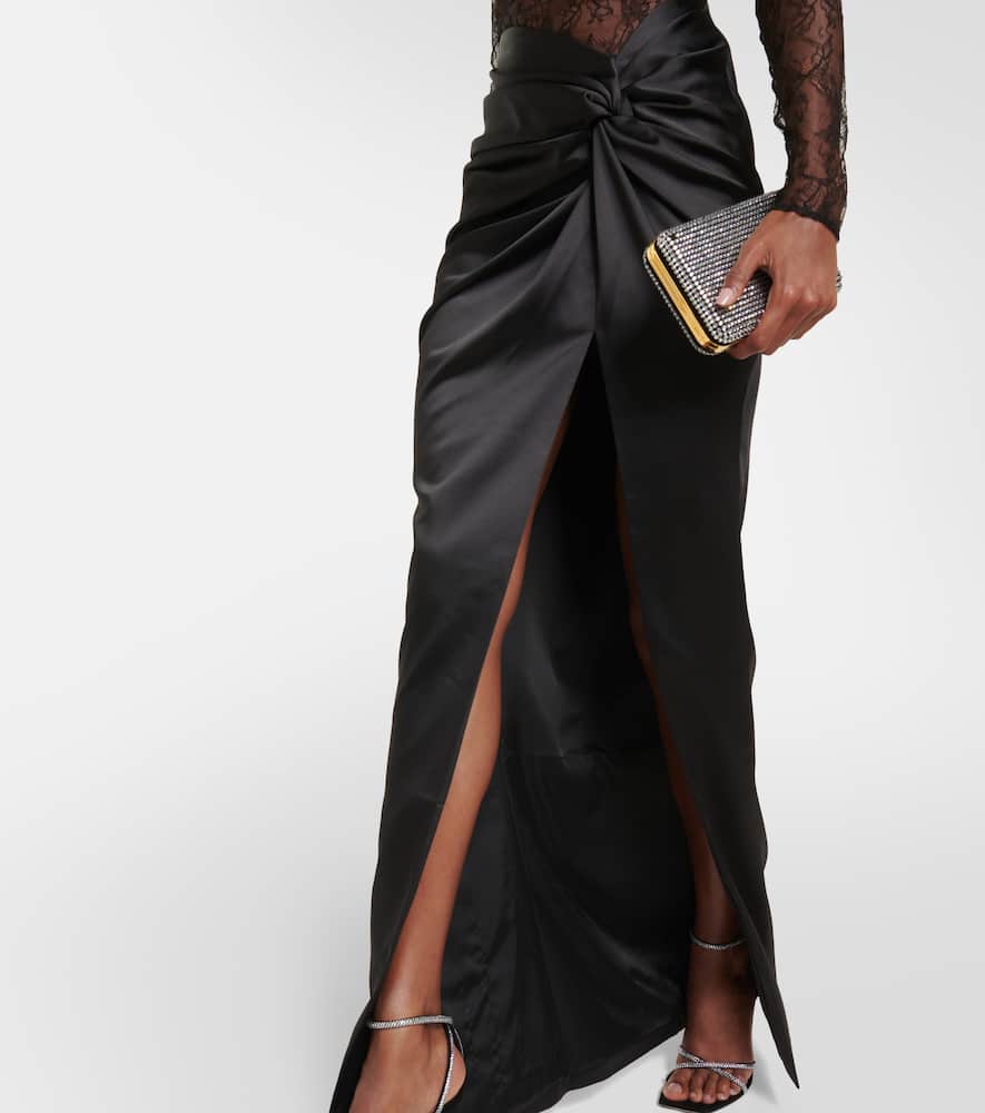 Rasario Draped lace and satin maxi dress