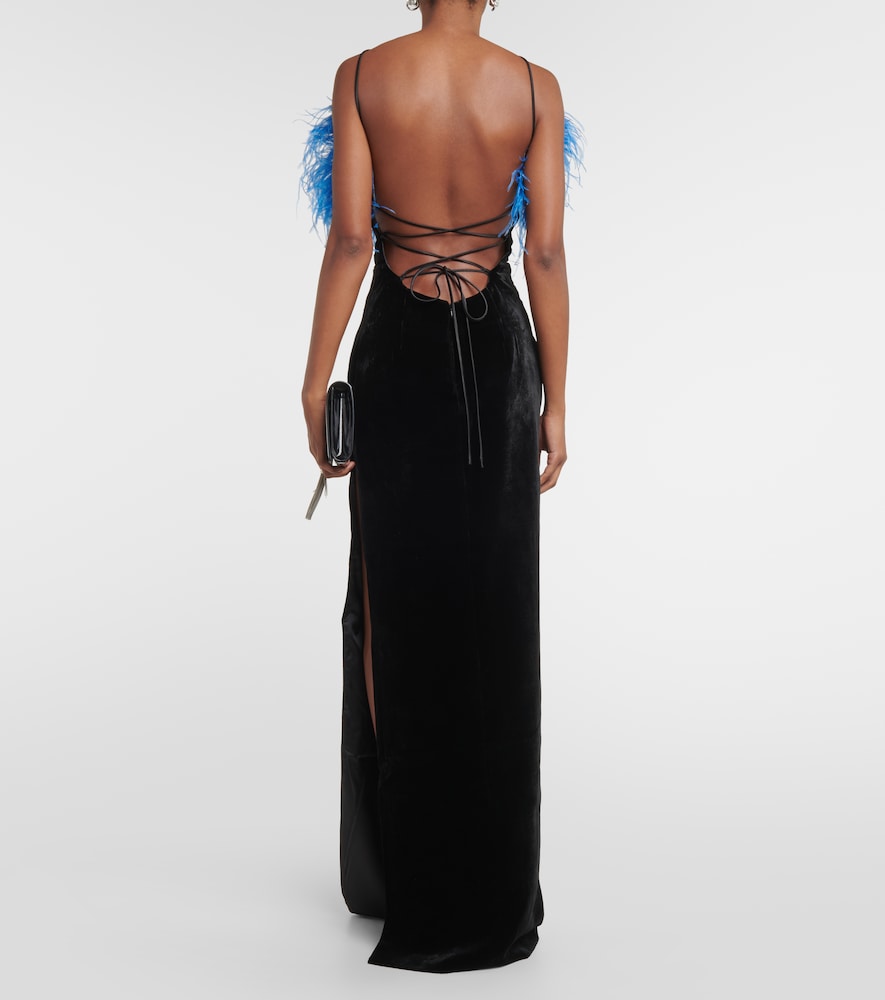 Rasario Feather-trimmed gown