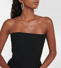 Rasario Feather-trimmed strapless crêpe midi dress