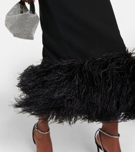 Rasario Feather-trimmed strapless crêpe midi dress