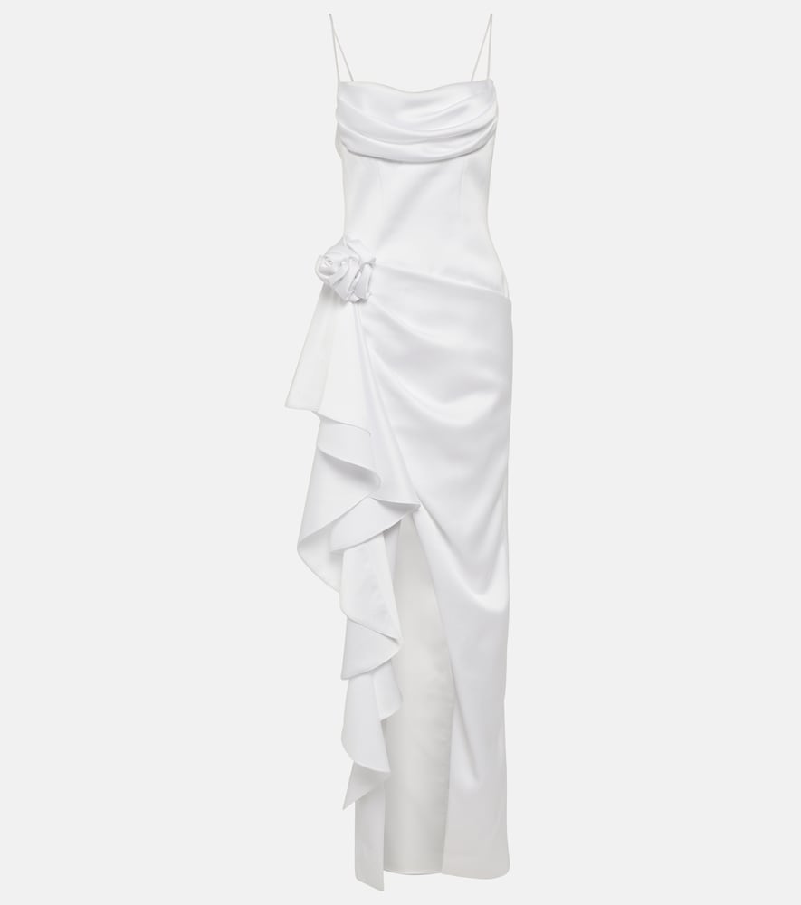 Rasario Floral-appliqu√É¬© satin gown. Rasario 花卉贴花√ÉØ© 缎面礼服