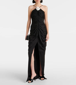 Rasario Floral-appliqué chiffon gown