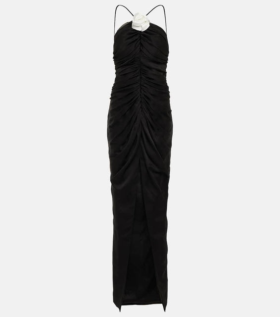 Rasario Floral-appliqué chiffon gown