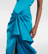 Rasario Halterneck draped satin gown