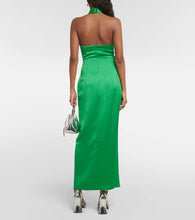 Rasario Halterneck satin midi dress