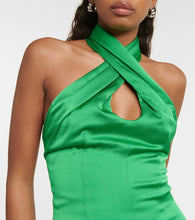 Rasario Halterneck satin midi dress