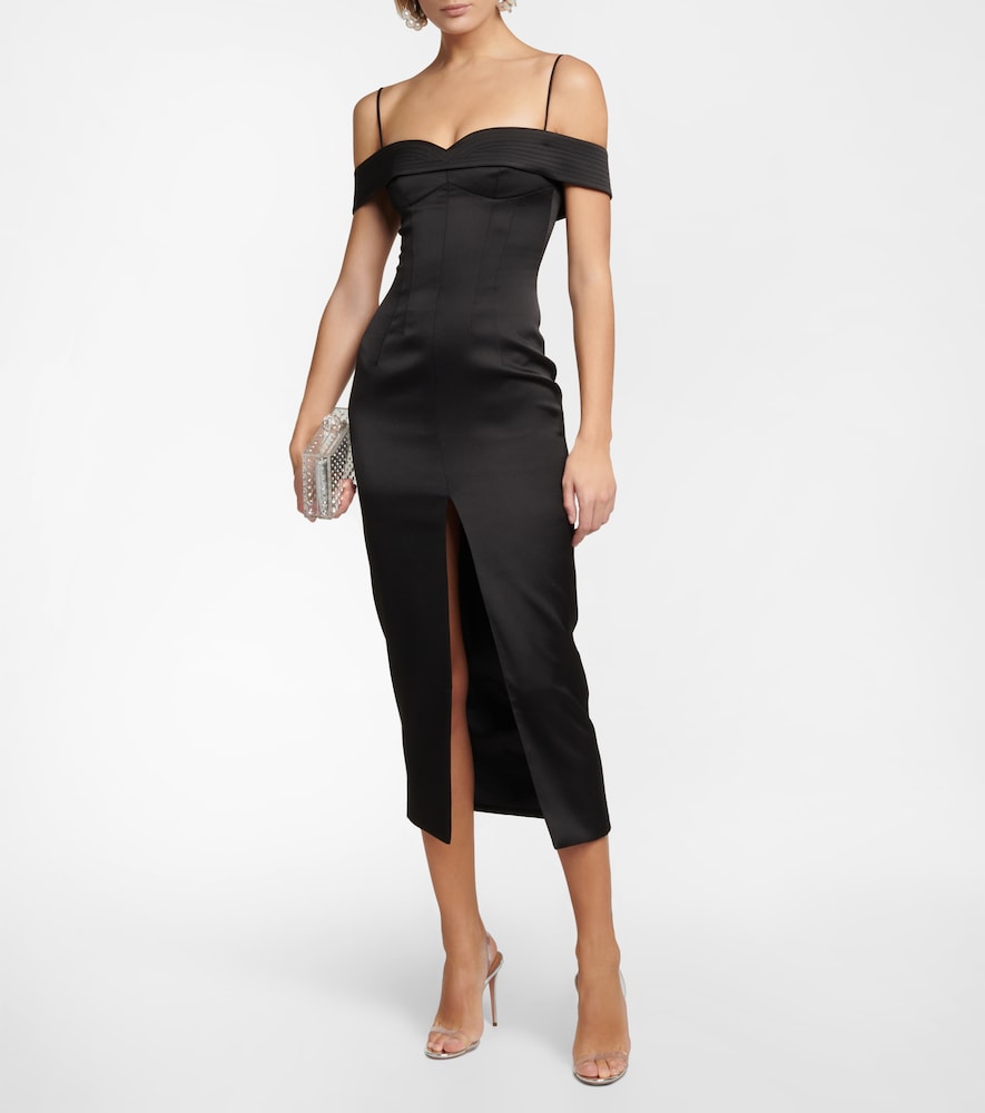 Rasario Off-shoulder satin midi dress