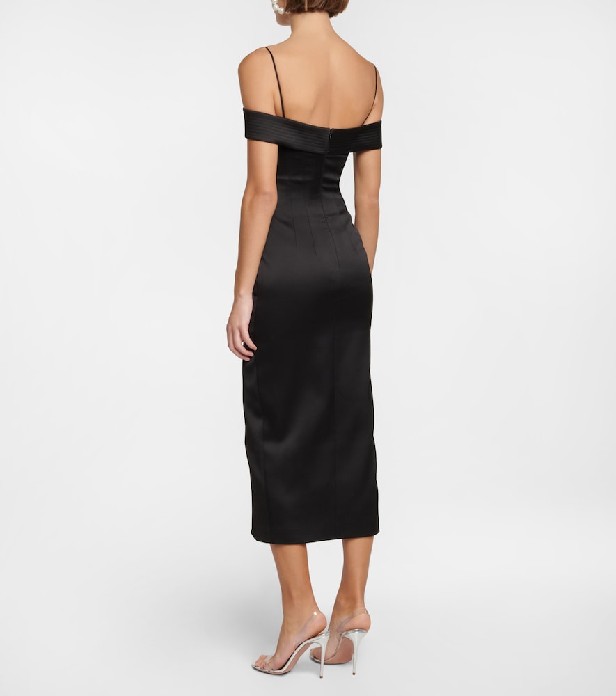 Rasario Off-shoulder satin midi dress