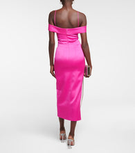 Rasario Off-shoulder satin midi dress