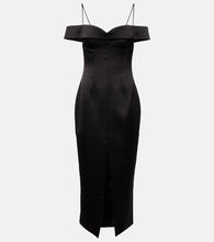 Rasario Off-shoulder satin midi dress. Rasario 露肩缎面中长连衣裙