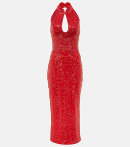 Rasario Sequined cutout midi dress