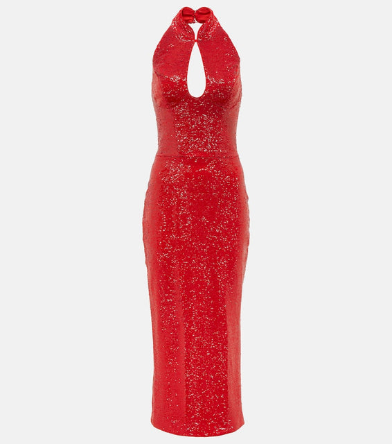 Rasario Sequined cutout midi dress
