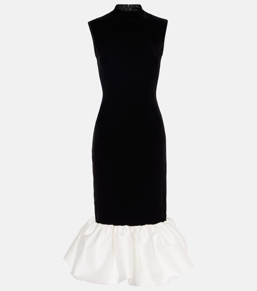 Rasario Velvet and satin midi dress. Rasario 天鹅绒和缎面中长连衣裙