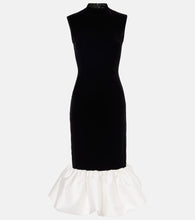 Rasario Velvet and satin midi dress. Rasario 天鹅绒和缎面中长连衣裙