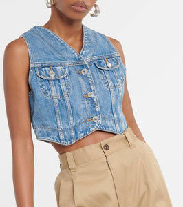 Re/Done Cropped denim vest