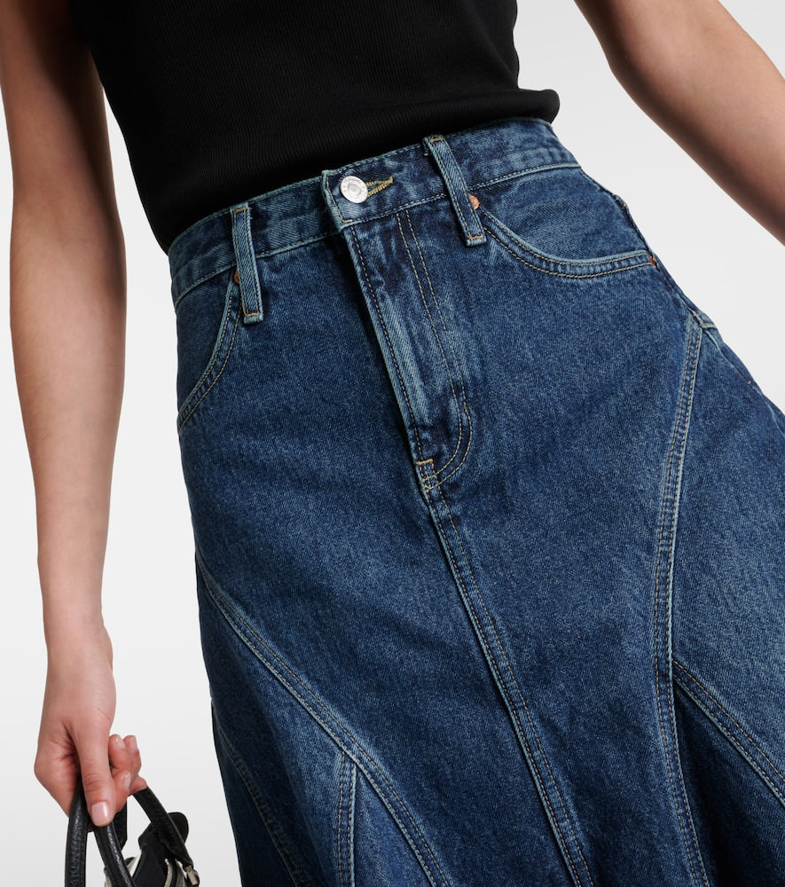 Re/Done Pleated denim midi skirt