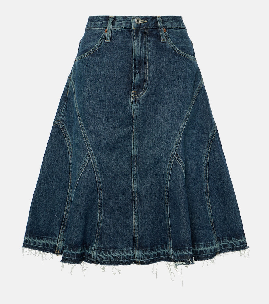 Re/Done Pleated denim midi skirt - Re/Done 百褶牛仔中长裙