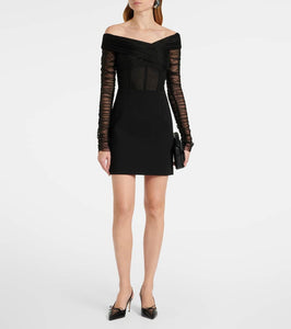 Rebecca Vallance Astra cr√É¬™pe and mesh minidress