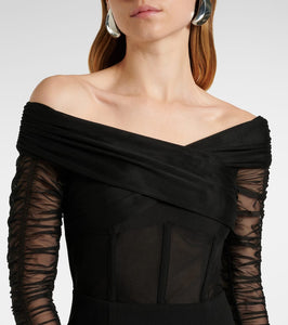 Rebecca Vallance Astra cr√É¬™pe and mesh minidress