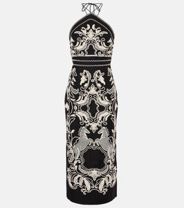 Rebecca Vallance Azera embroidered linen-blend midi dress