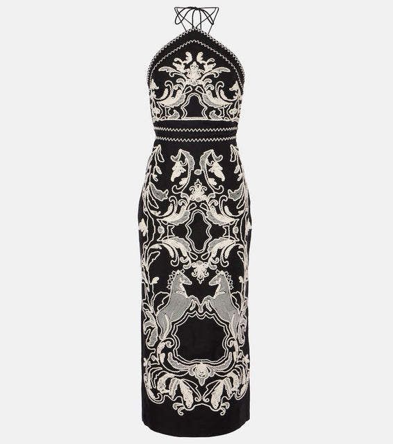 Rebecca Vallance Azera embroidered linen-blend midi dress