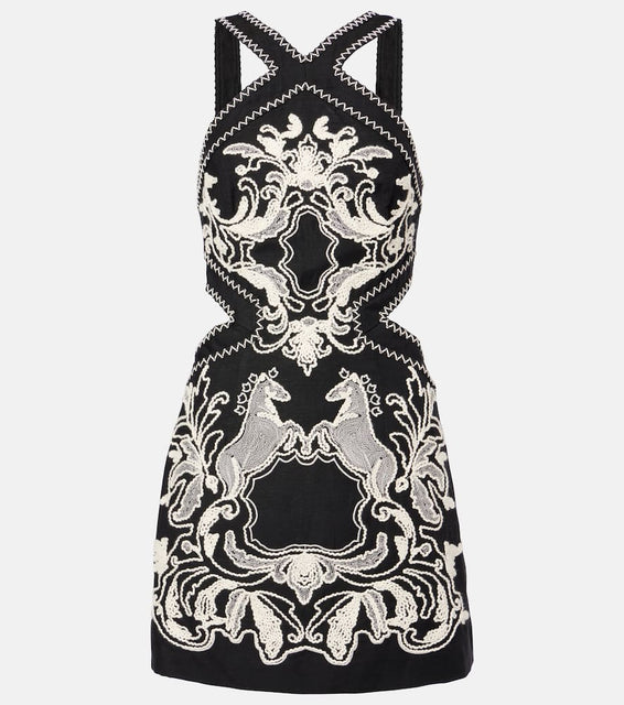 Rebecca Vallance Azera embroidered linen-blend minidress