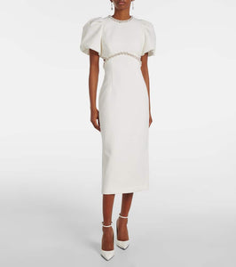 Rebecca Vallance Bridal Alicia embellished Crêpe midi dress