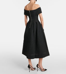 Rebecca Vallance Bridal Helene off-shoulder brocade midi dress