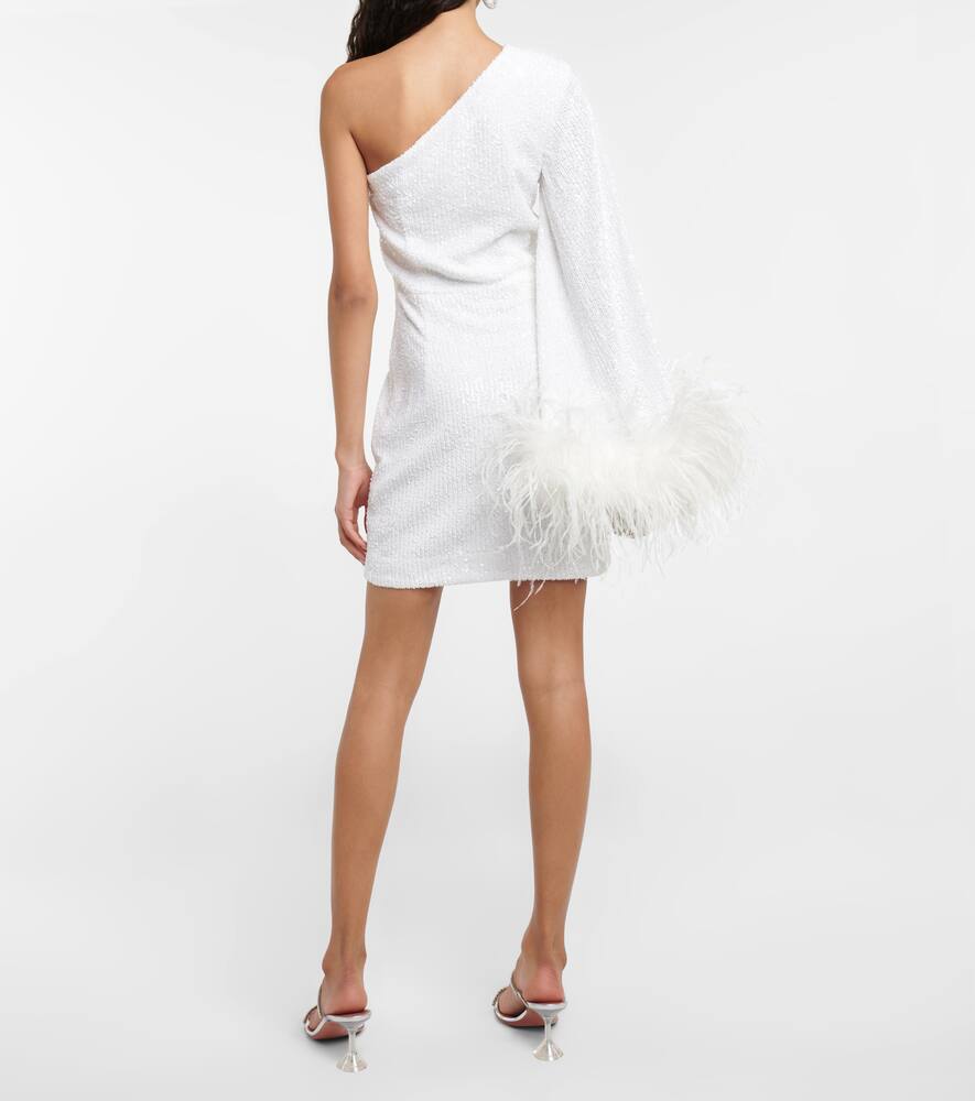 Rebecca Vallance Davina feather-trimmed minidress