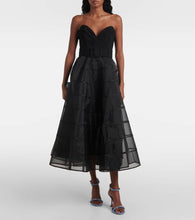 Rebecca Vallance Marcella striped tulle-trimmed gown