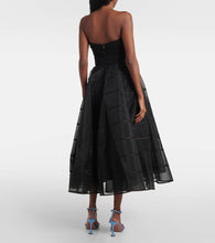 Rebecca Vallance Marcella striped tulle-trimmed gown
