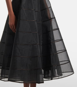 Rebecca Vallance Marcella striped tulle-trimmed gown