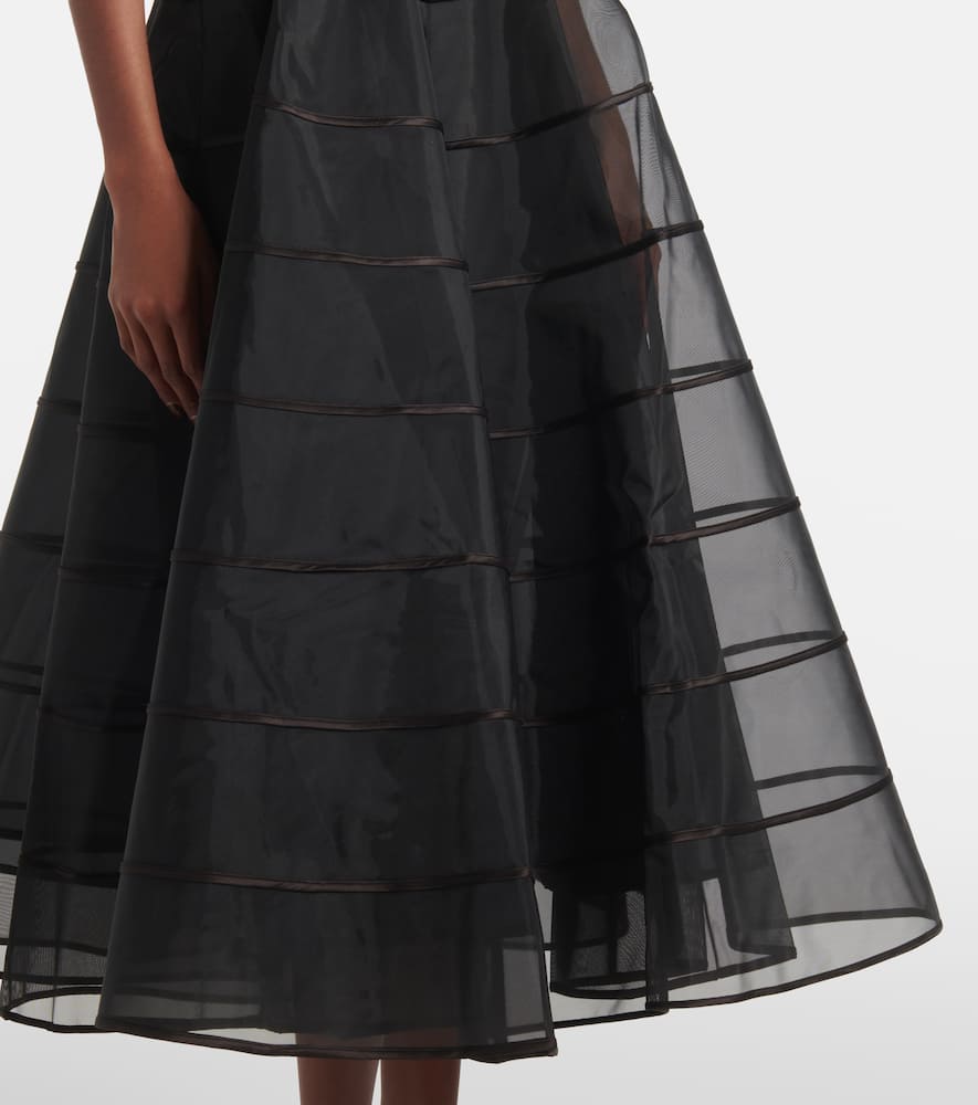 Rebecca Vallance Marcella striped tulle-trimmed gown