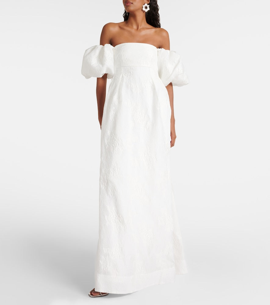 Rebecca Vallance Matchmaker puff-sleeve off-shoulder gown