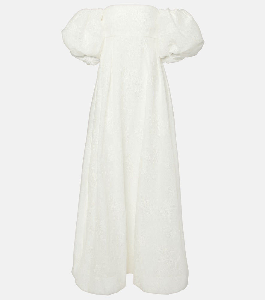 Rebecca Vallance Matchmaker puff-sleeve off-shoulder gown. Rebecca Vallance Matchmaker 泡泡袖露肩礼服