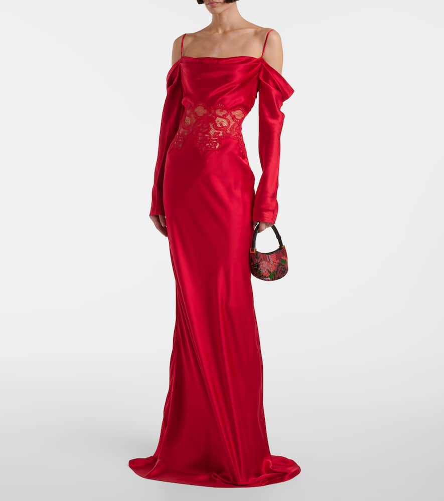 Rebecca Vallance Rubia lace-trimmed silk satin gown