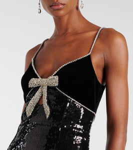 Rebecca Vallance x Nicky Hilton Lena bow-detail sequined gown