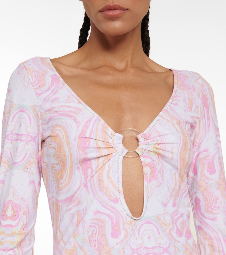 Reina Olga Duke printed cutout minidress