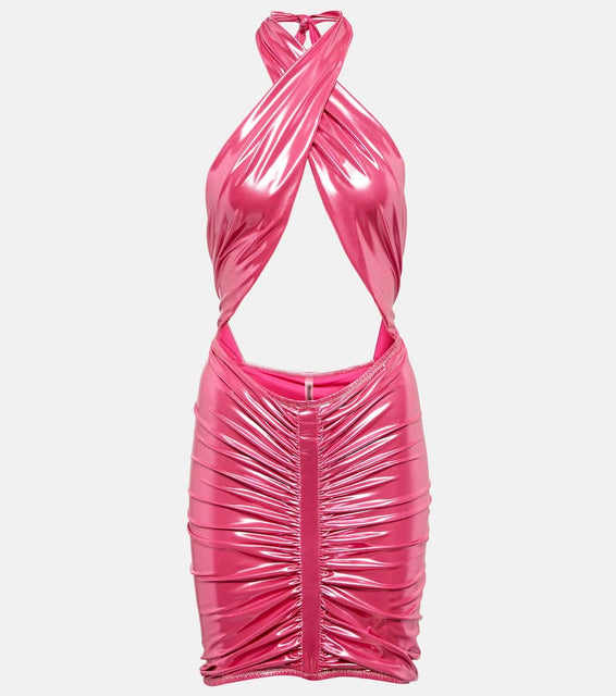 Reina Olga Stallion cutout Lamé minidress