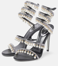 Rene Caovilla 85 embellished satin sandals