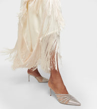 Rene Caovilla Bridal embellished satin and mesh mules