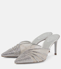 Rene Caovilla Bridal embellished satin and mesh mules