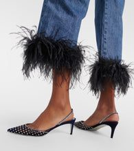 Rene Caovilla Carrie embellished suede slingback pumps