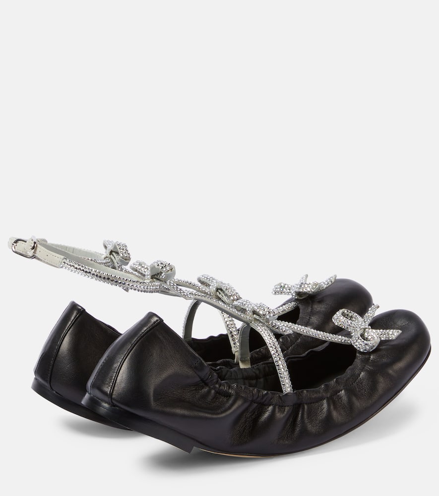 Rene Caovilla Caterina embellished leather ballet flats