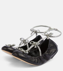 Rene Caovilla Caterina embellished leather ballet flats